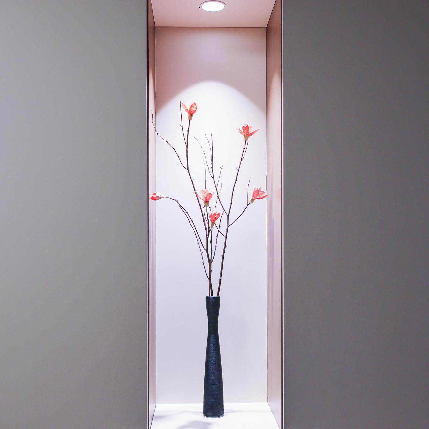 意式轻奢细高长花瓶黑色陶瓷花瓶插花长枝干花器客厅玄关柜插花器