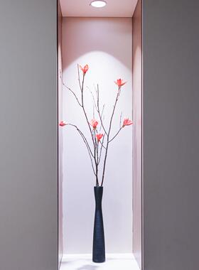 意式轻奢细高长花瓶黑色陶瓷花瓶插花长枝干花器客厅玄关柜插花器