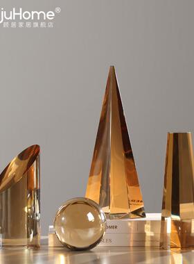 轻奢创意彩色几何水晶饰品客厅酒柜入口办公室样板房简单装饰饰品