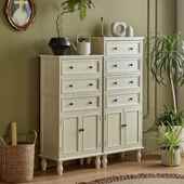 美式 收纳柜子色198胡桃简约 实木斗柜客厅边柜多能带功门抽屉斗式