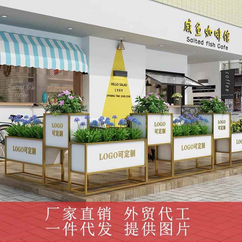 厂家直销户外铁艺花箱长方形组合隔断花槽市政商业街绿植围栏花架