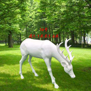 厂家销售白色大鹿角鹿摆件动物玻璃钢雕塑庭院园林景观雕塑白鹿