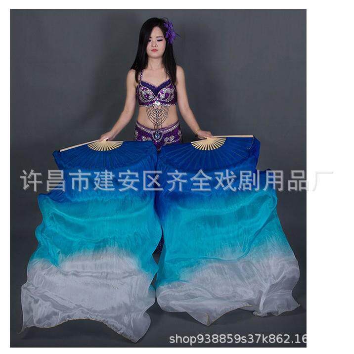 直销肚皮舞扇子1.2米1.5米1.8米真丝舞蹈长扇表演演出道具1把