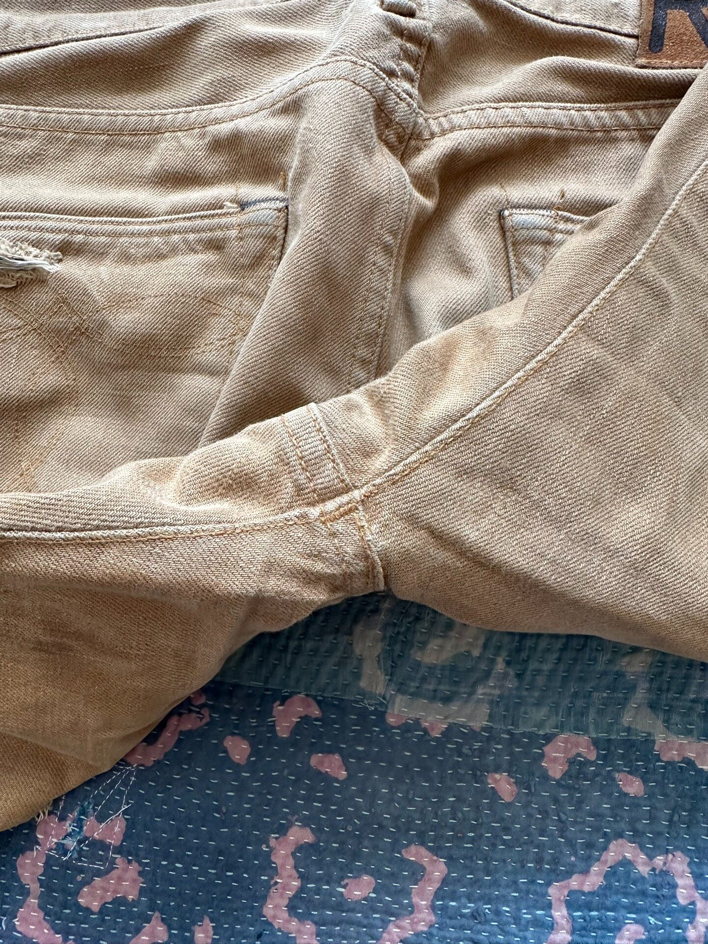 RRL Limited Hand-Painted Brown Distressed Jeans — back