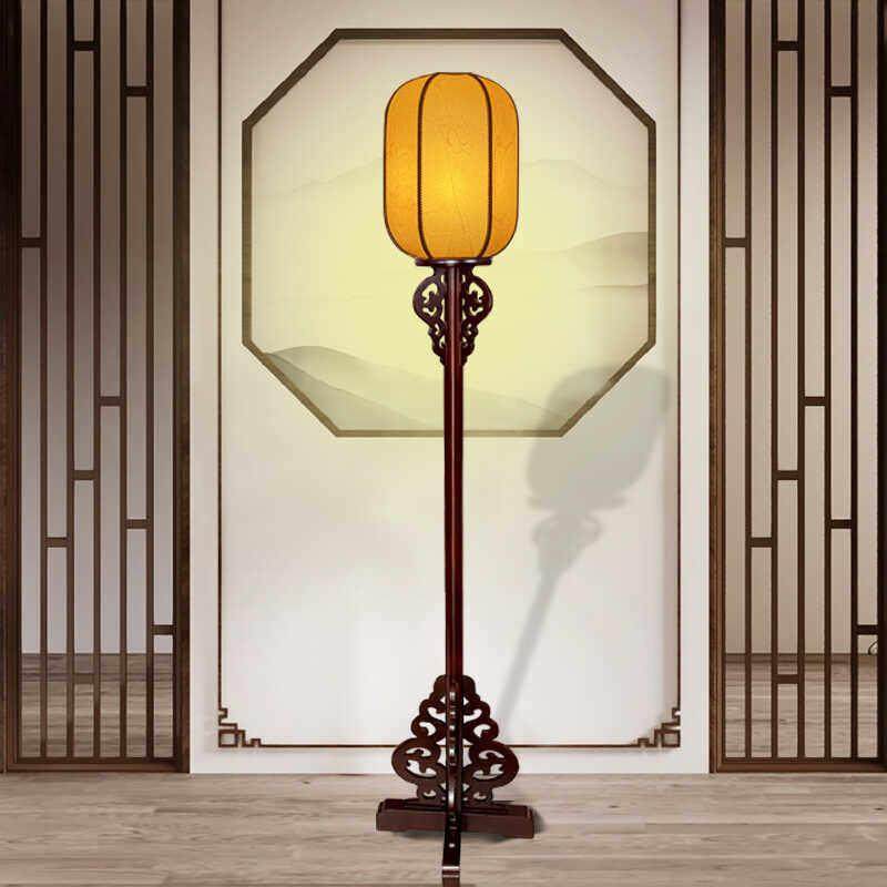 新中式落地灯客厅卧室书房茶室酒店立式台灯彷古实木中国风装饰灯
