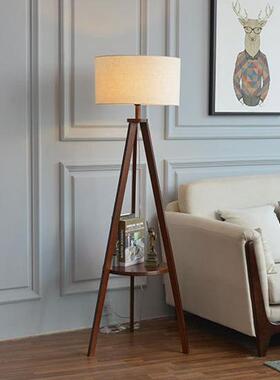 沙物发旁头边的地灯实木美式复古卧室床柜置落架一体台灯地灯MSD-