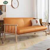 现代简约北客直排沙发日式 皮艺沙发OEA全小户型厅实木沙发欧风沙