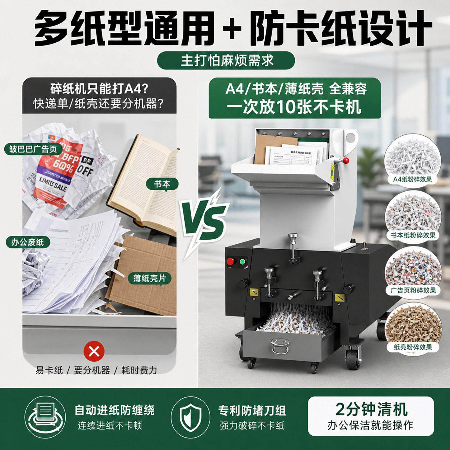 工业大型碎纸机废纸薄纸壳强力粉碎机书本订合同档案销毁破碎机