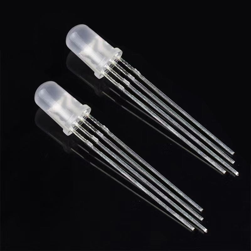 f5/5m圆头四脚雾状全彩发光G极5MM全彩管RB二共阴m共阳led指示灯