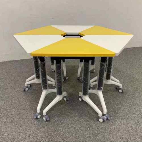 折叠会议桌椅移动拼接智慧教室活动桌多种组合培训桌梯形六边形桌