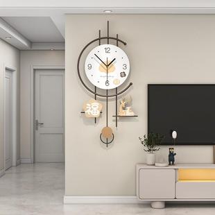 网红奶油风钟表客厅简约个性创意挂钟级感饭厅家用装饰时钟挂墙