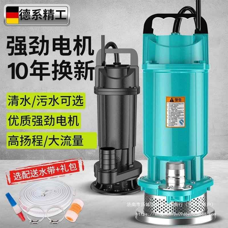 潜水泵家用220V抽水泵小型清污水泵农用灌溉排污高扬程抽水机井水