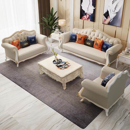 欧式真皮沙发单双人三人位组合美式简约现代轻奢别墅客厅家俱整装