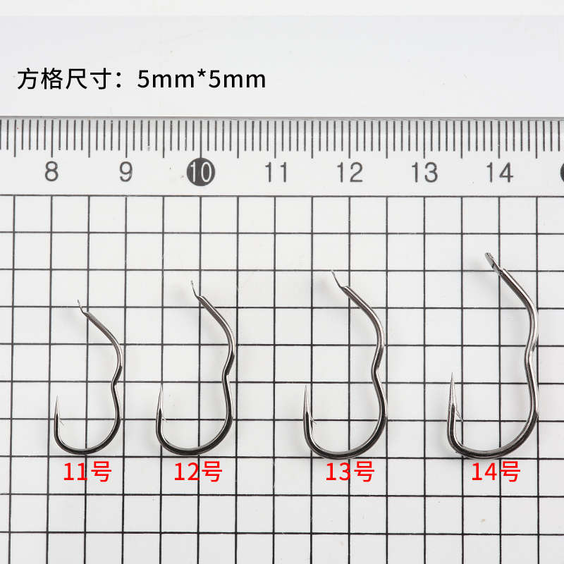 自动翻转鱼钩散装三弯钩3字钩碳钢曲柄有倒刺防吐钩鲫鱼野钓垂钓