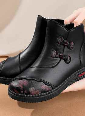 正品老北京棉鞋女冬加绒加厚保暖中老秋防4滑202新布款鞋妈妈雪年