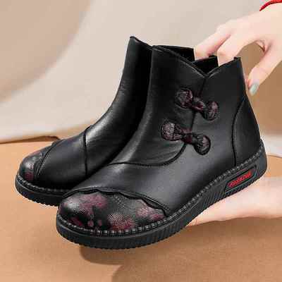 正品老北京棉鞋女冬加绒加厚保暖中老秋防4滑202新布款鞋妈妈雪年