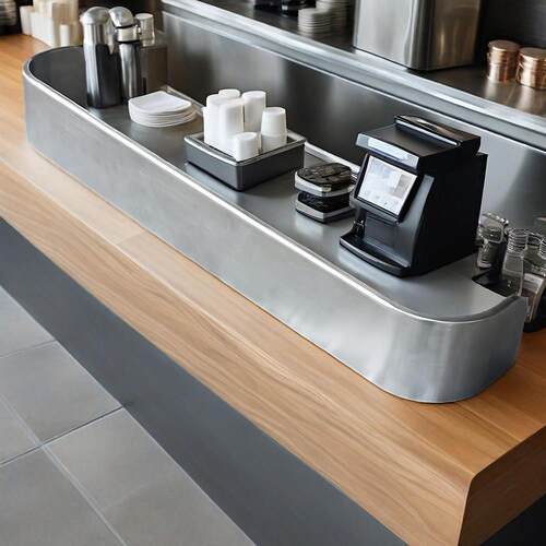 [定制]不锈钢酒店前台挡板咖啡店快餐店奶茶店多功能金属吧台围板