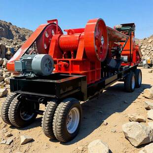 E400x600柴油移动颚式 60吨花岗岩鹅卵石粉碎设备 破碎机时产40