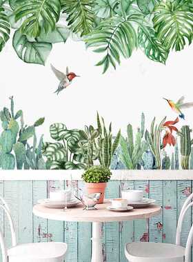 新款直销新款北欧绿叶喜鹊墙贴客厅卧室儿童房玄关走廊装饰KSY-93