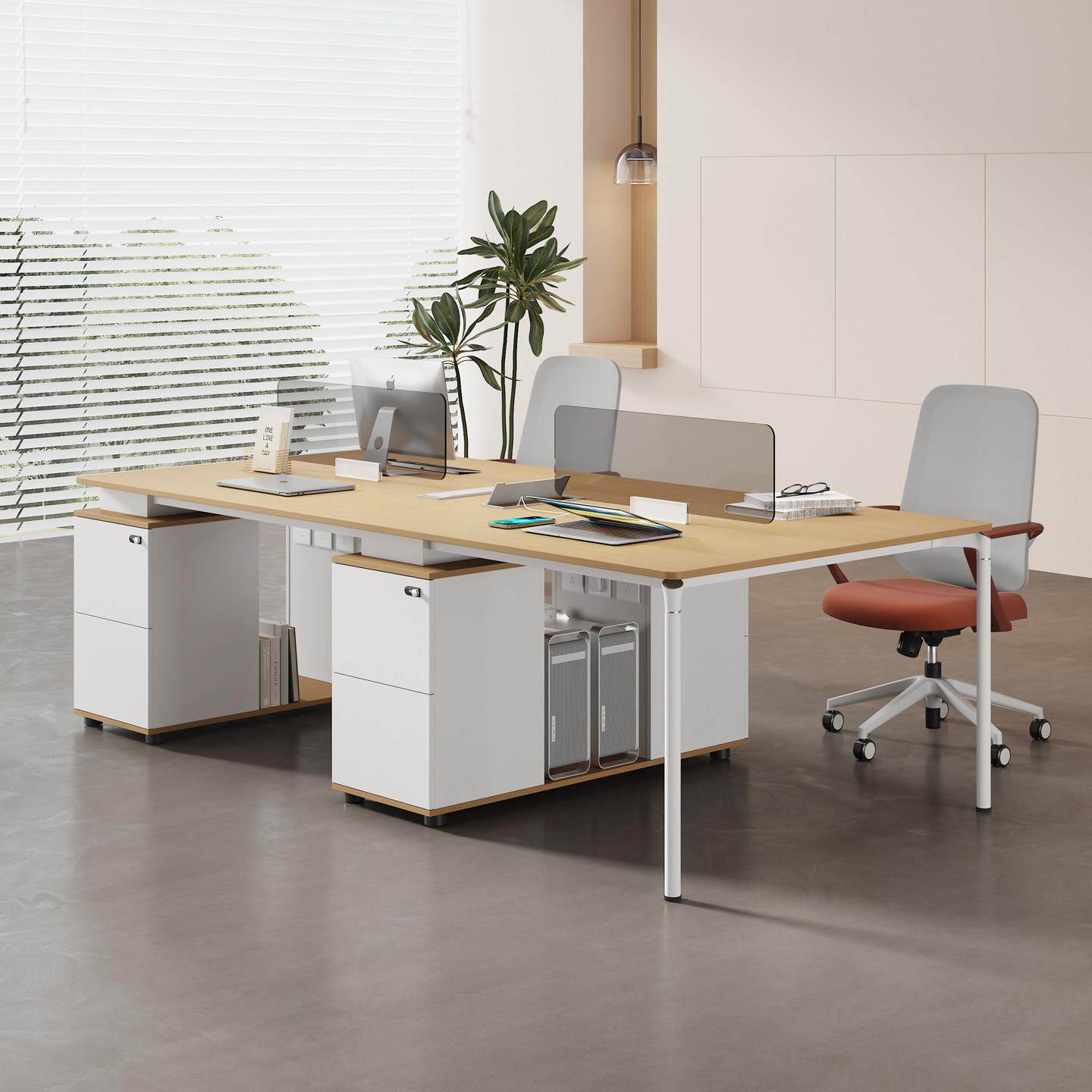 职员办公桌现代简约4人员工位2四六人屏风桌椅组合办公家俱带插座