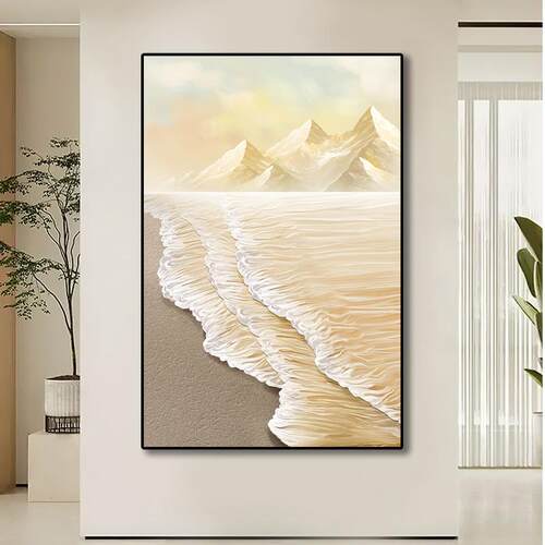 新款直销现代壁画装饰画客厅玄关画高级感山水风景画ins奶油风肌