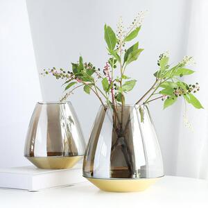 视远北欧金属底玻璃花瓶创意花器客厅酒店摆件家居创意花瓶