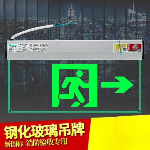 特新国标标志灯吊牌出口钢化玻璃指示灯应急疏散灯LED