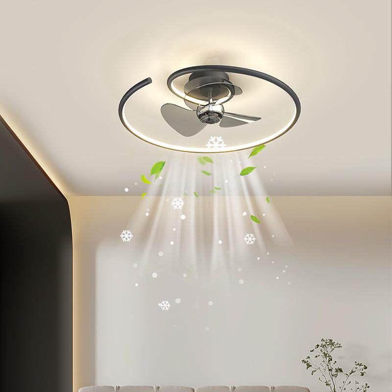 北欧现代简约大气LED吸顶灯静音大风力卧室书房儿童房风扇灯具