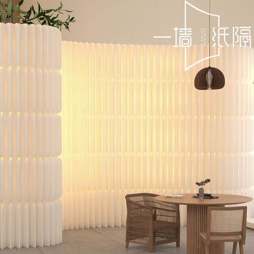 屏风隔断假墙发光办公室美容院纸屏风折叠移动分隔挡板免打孔隔断