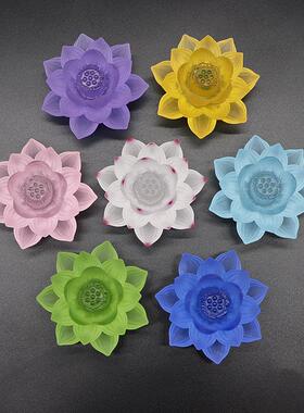 古法琉璃莲花摆件家居饰品莲花灯装饰台桌面工艺礼品摆饰礼物中式