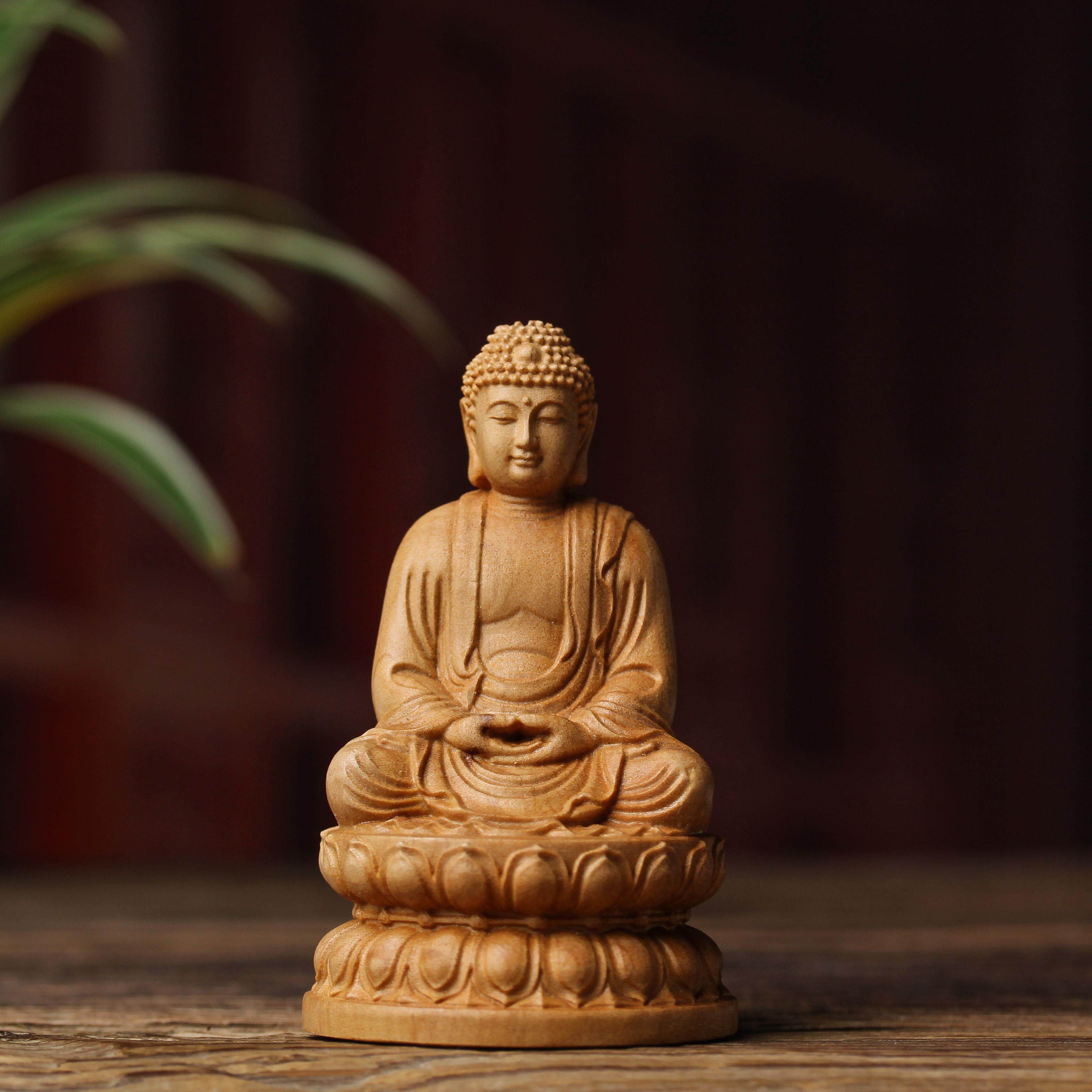 崖柏木雕莲花坐像大日如来佛祖摆件释迦摩尼佛像居家供奉工艺礼品