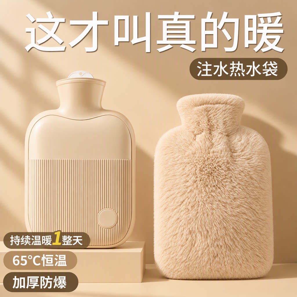 注水热水袋加厚防爆恒温仿兔绒精准暖腹暖被窝热敷女学生大姨妈