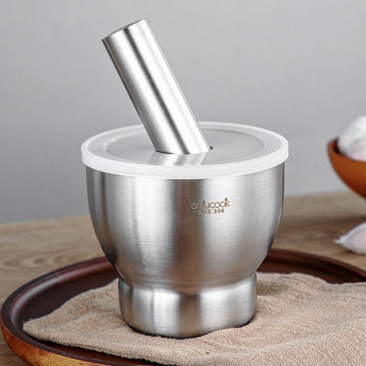 onlycook不锈钢蒜臼子家用捣碎神器擂钵石臼舂钵捣蒜器研磨器研钵