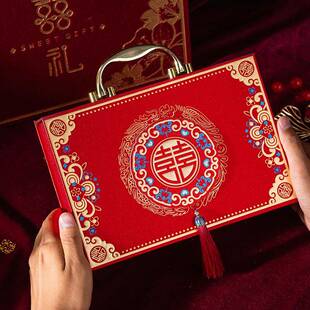 订婚礼金盒彩礼钱盒子提亲彩礼盒彩礼箱结婚布置装饰聘礼盒装现金