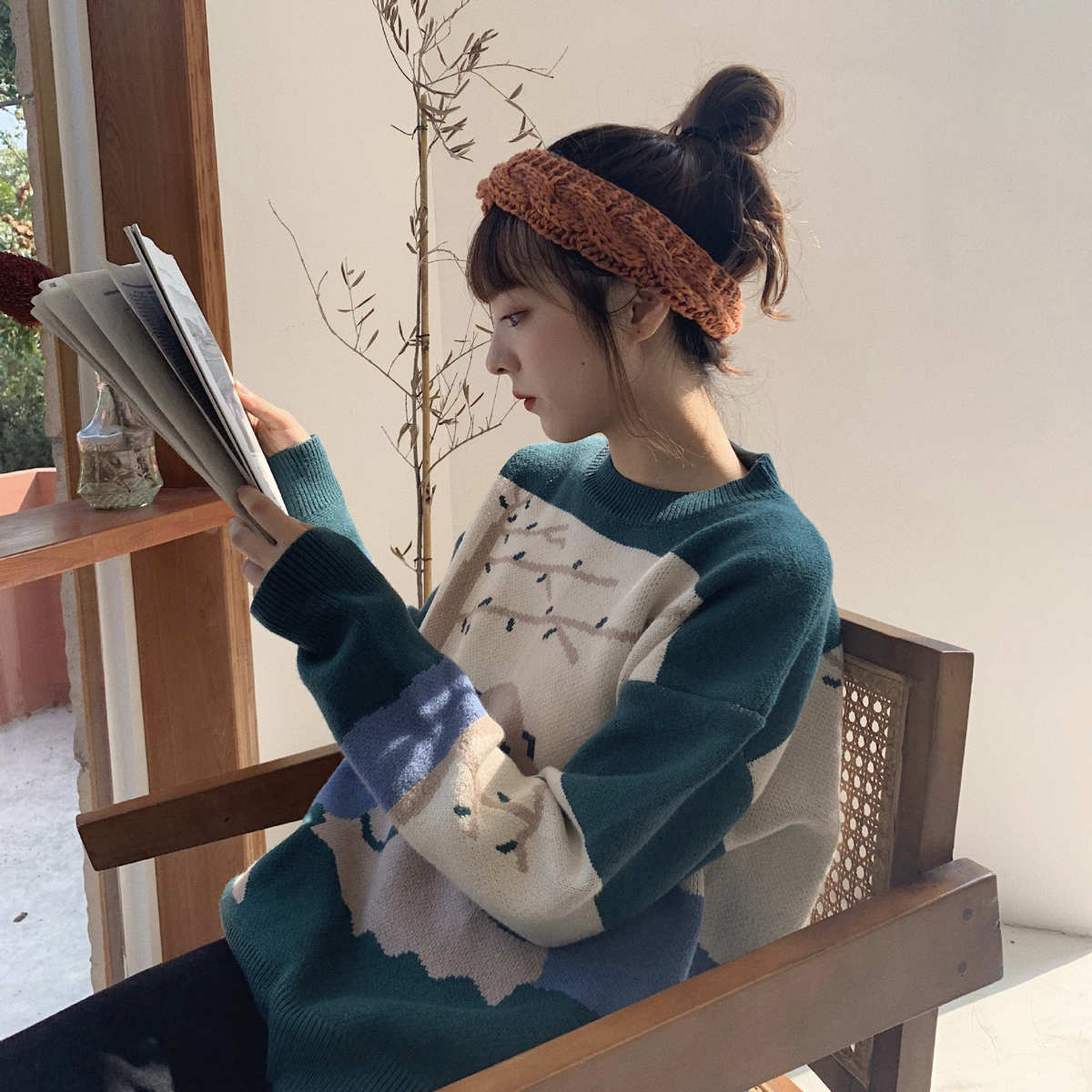 网红发带女洗脸简约秋冬外出韩版针织头箍韩国甜美宽边头饰潮日系