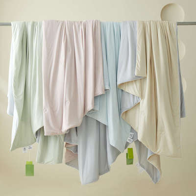 家居单双肤被水洗被毯空调丝夏凉盖凉盖针织可亲感被童人儿被