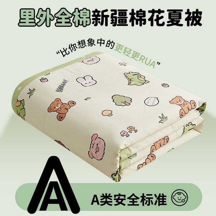 A类纯棉夏凉被里外全棉夏被四件套棉花空调被儿童夏季薄被子