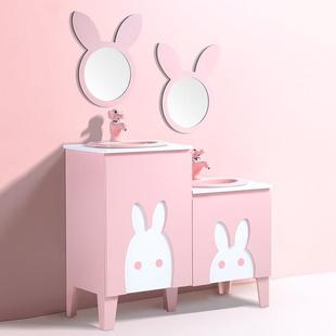 幼儿园儿童浴室柜组合彩色卡通子母高低洗手池台盆柜化妆室洗手台