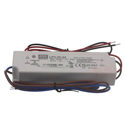 台湾恒压防水开关电源LPV-35-12V/24V户外照明LED驱动35W