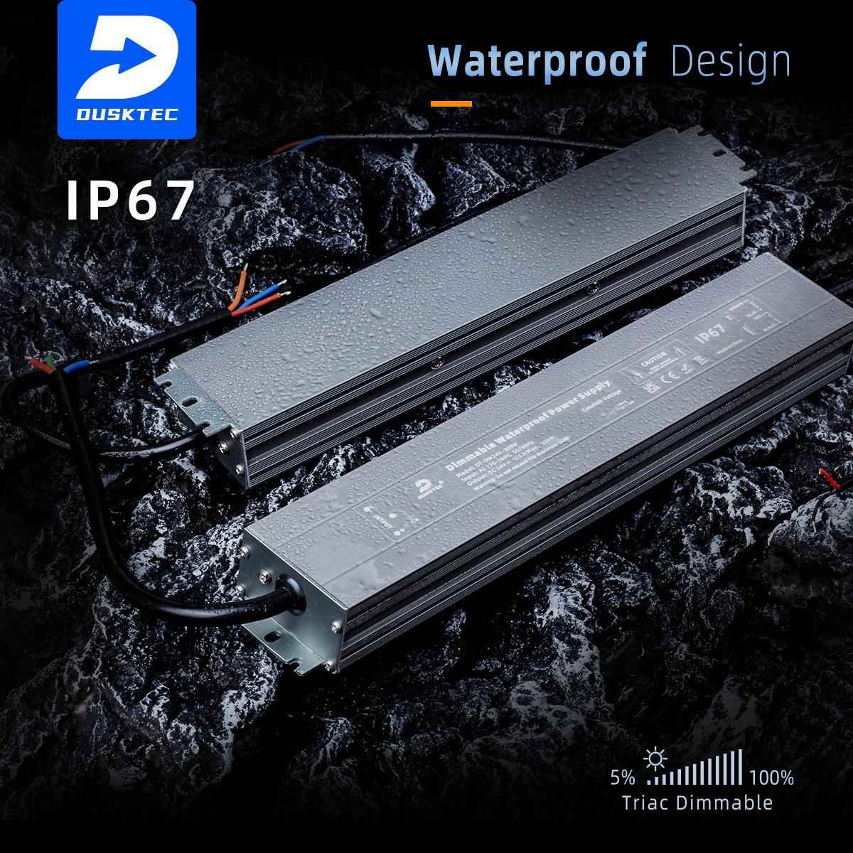 60W-300WLED驱动电源IP67防水三合一调光12v/24v恒压超薄电源