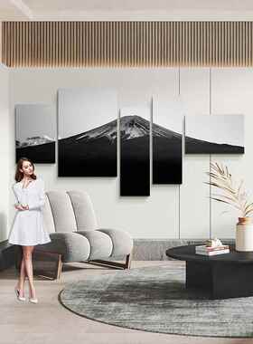 客厅富士山挂画工业风格简约沙发背景墙装饰画办公室卧室床头壁画