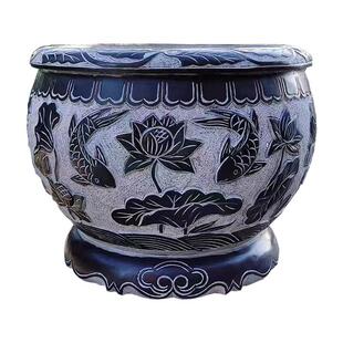 石雕鱼缸花盆石缸庭院门海大缸天然石头水缸青石仿古养鱼池荷花缸