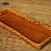 藤编果盘点心黑胡桃创意手工木大漆古风桌面茶盘日式 收纳盒复托盘