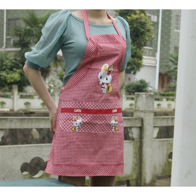 时尚韩版卡通小兔子防污围裙 男女成人劳保用品 家居厨房罩衣印字