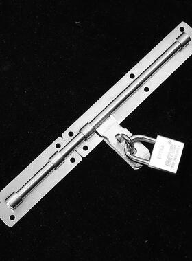 K8S加厚不锈钢插销大门门栓木门锁扣明装加长左右防盗插销锁车库