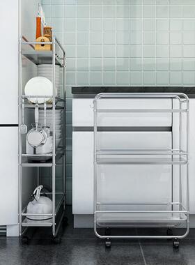 不锈钢厨房夹缝置物架落地多层超窄冰箱缝隙20cm25宽浴室收纳推车