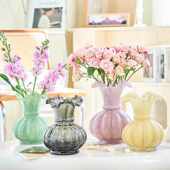 北欧现代简约中古芬顿琉璃玻璃花瓶奶油风高级感高颜值装 饰摆件