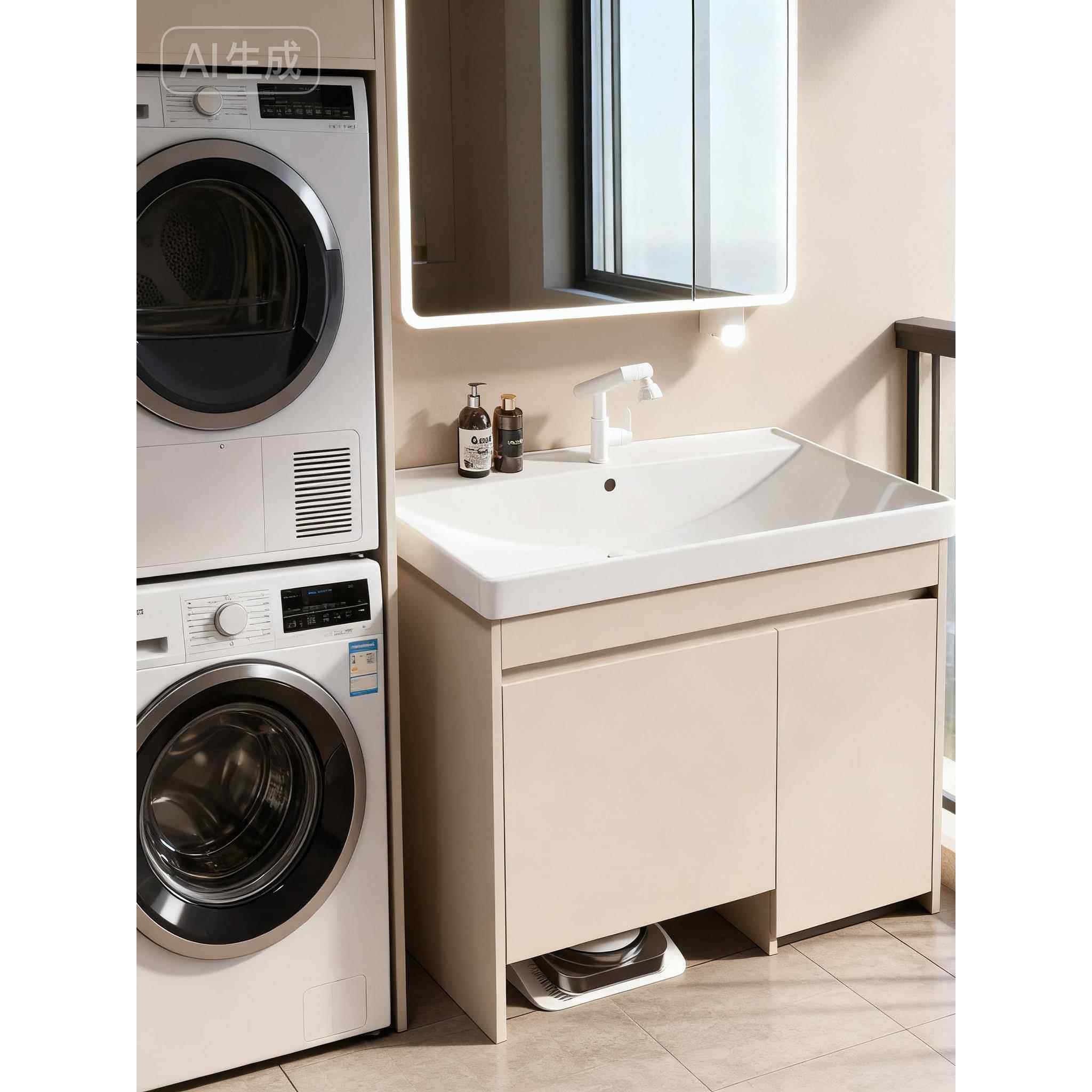 蜂窝铝基站收纳落地柜组合加深一体陶瓷洗脸盆多功能强收纳浴室柜,家装主材,浴室柜组合,淘宝优惠券,粉丝福利购,淘宝优惠卷