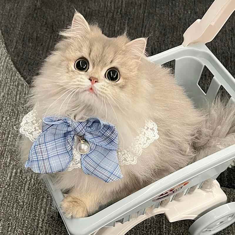 宠物围脖猫咪项圈围兜狗狗口水巾蝴蝶结脖圈夏天公主风围兜装饰品
