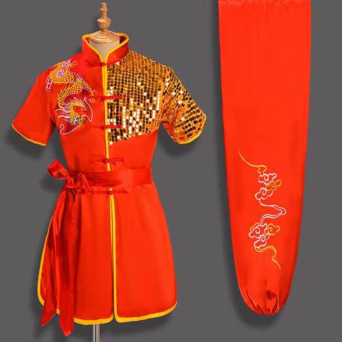 正品新款业武术考比竞赛体服装演儿专童武术表演服学生武术操训练